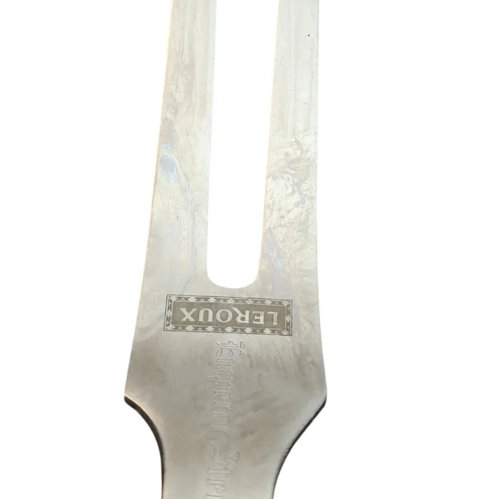 Leroux Emperor Steel Meat Carving Fork Stainless Japan Triple Rivet Wood Handle